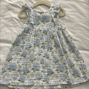 Floral Hydrangea Toddler Girl Dress - Blue and Green